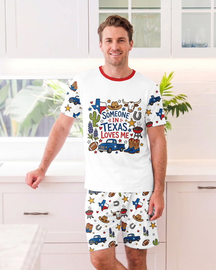 Someone in Texas Loves Me Bamboo Men Short Sleeve Short Pajama Set
