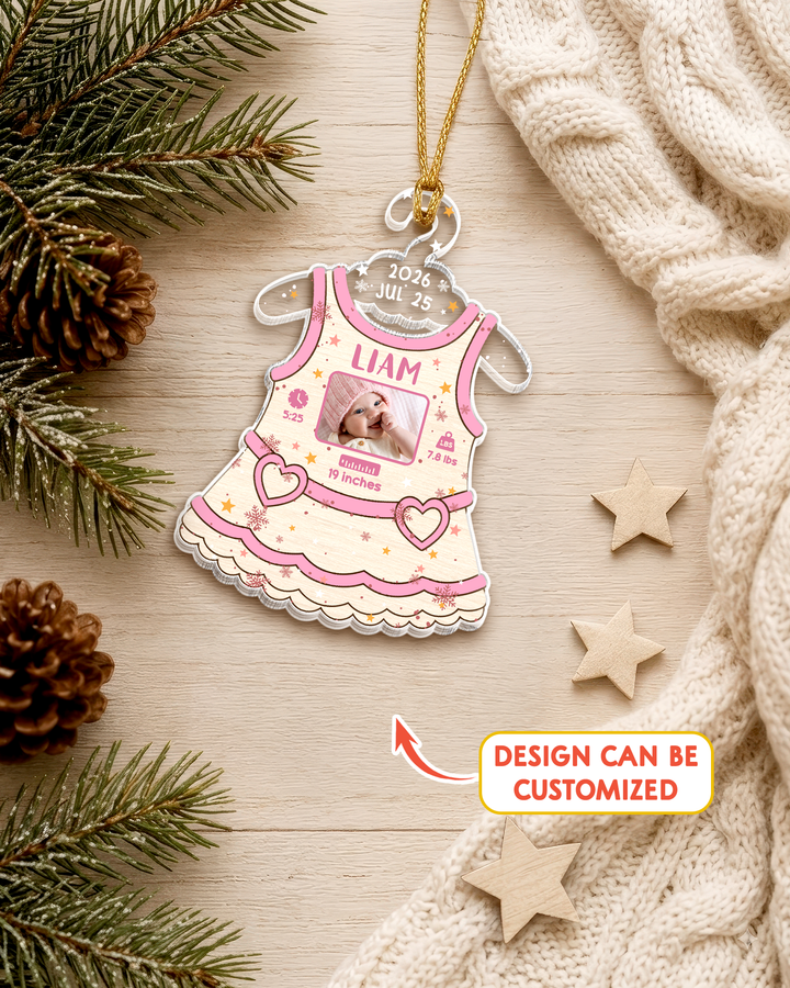 Personalized Baby Birth Stats Personalized 1-Side Photo Acrylic Ornament