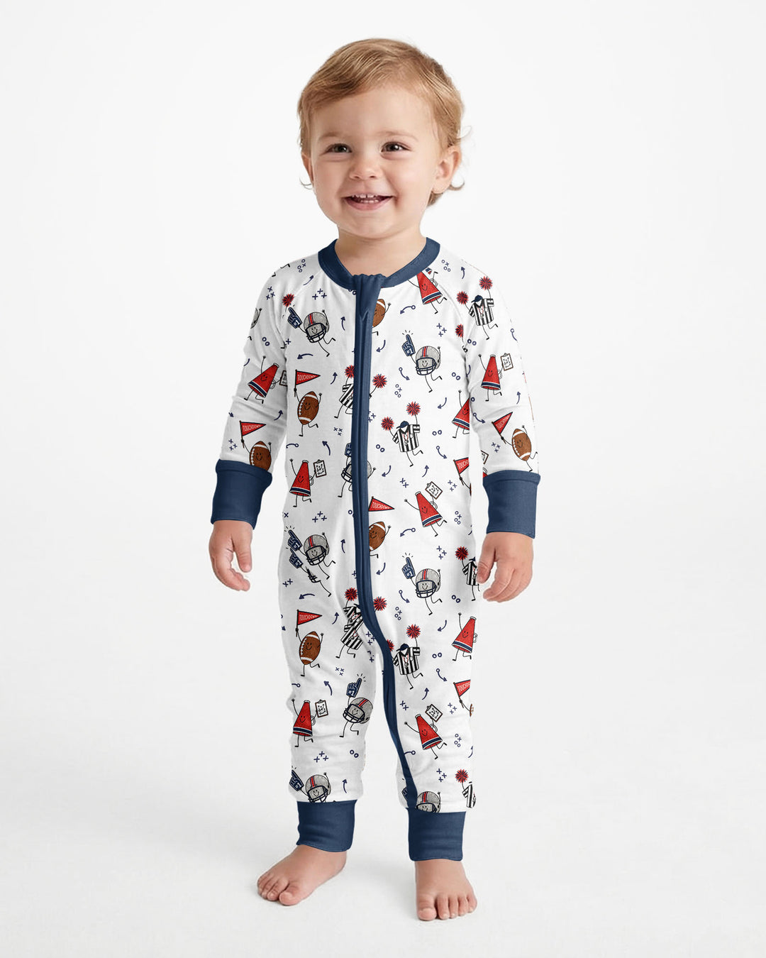 Happy Football Doodles Bamboo Convertible Zippy