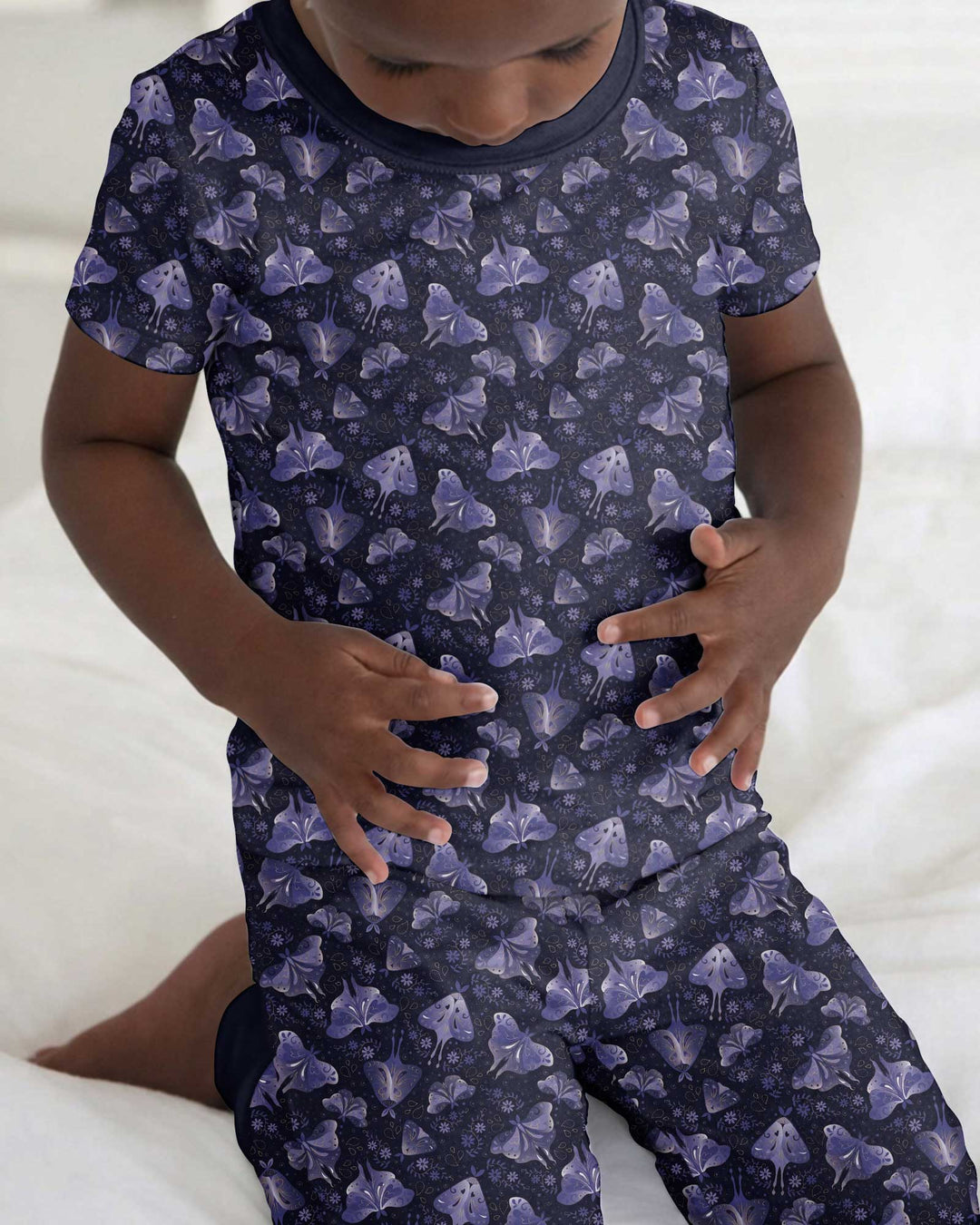 Very Peri Moths Bamboo Two Piece Short Sleeve Pajama Set