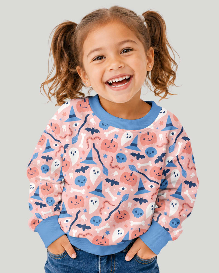 Pastel Pumpkins Skulls And Witch Craft Bamboo Crewneck Sweatshirt