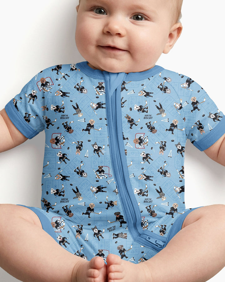 Hockey Dogs - Blue and Black Bamboo Shorty Zippy