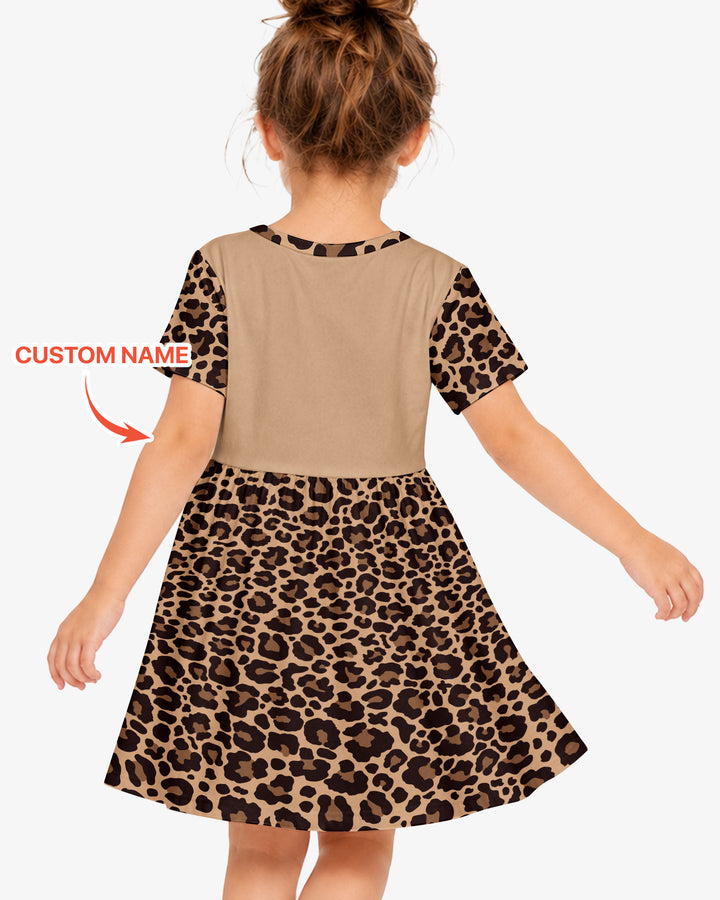 Custom Name School Sweetheart Leopard Bamboo Twirl Dress
