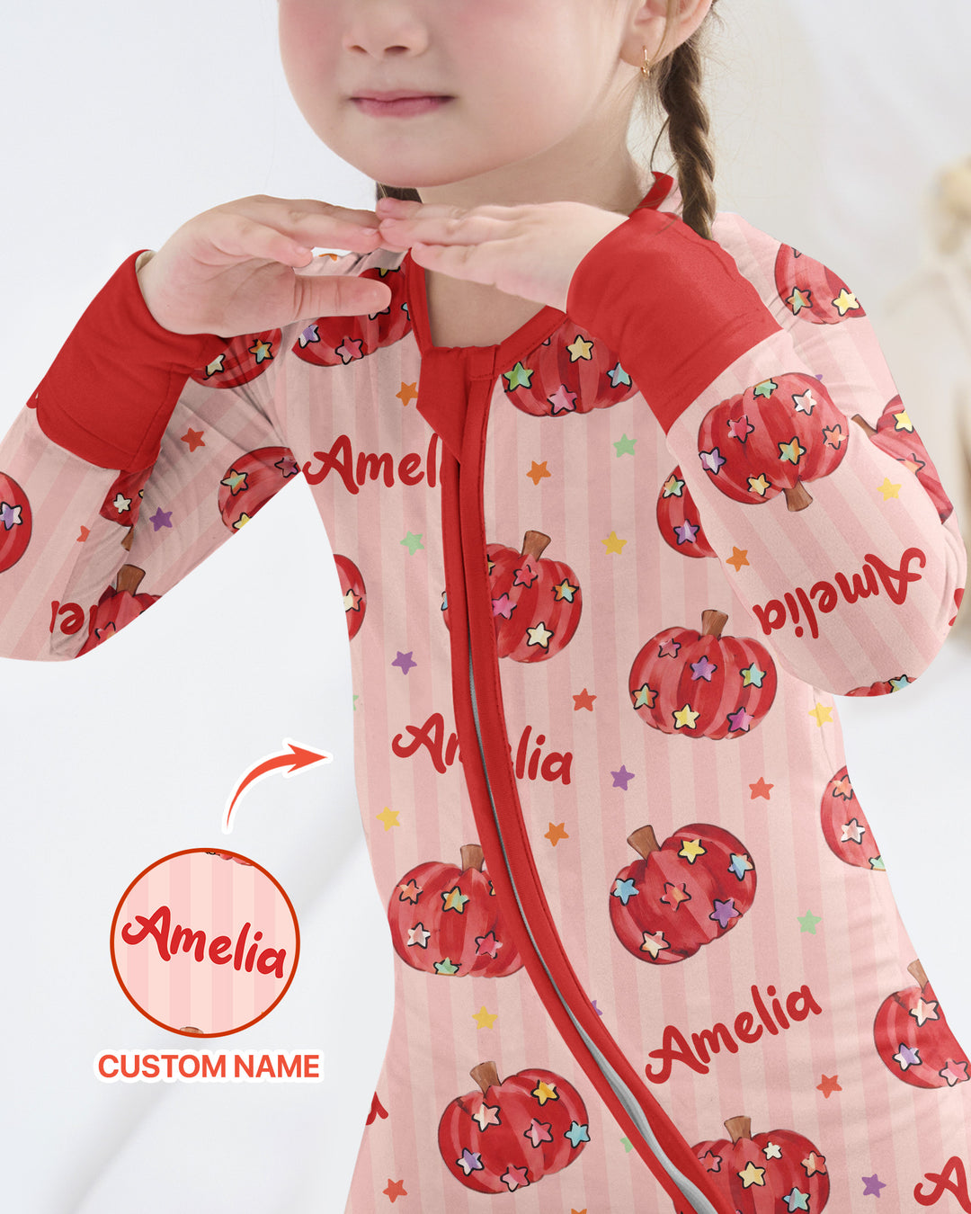 Colorful Star Pumpkin Custom Name Bamboo Convertible Zippy