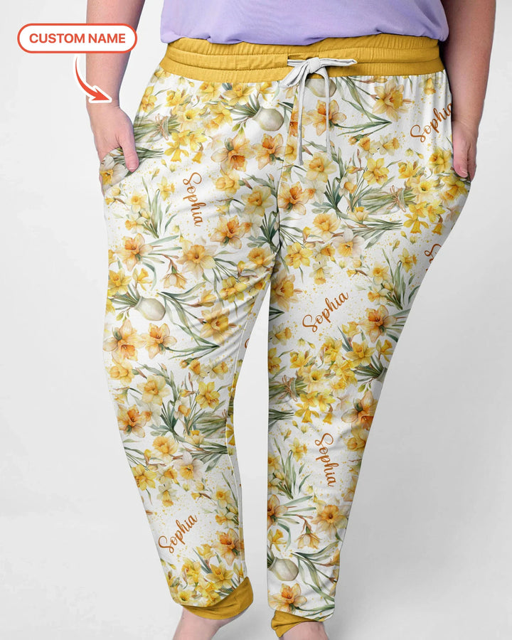 Custom Name Birth Month Flowers Bamboo Women Pajama Set