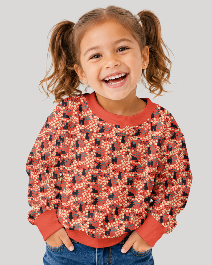Black Cat Ditsy Bamboo Crewneck Sweatshirt