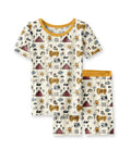 Yellow Camping Bamboo Two Piece Short Sleeve Shorts Pyjamas Set