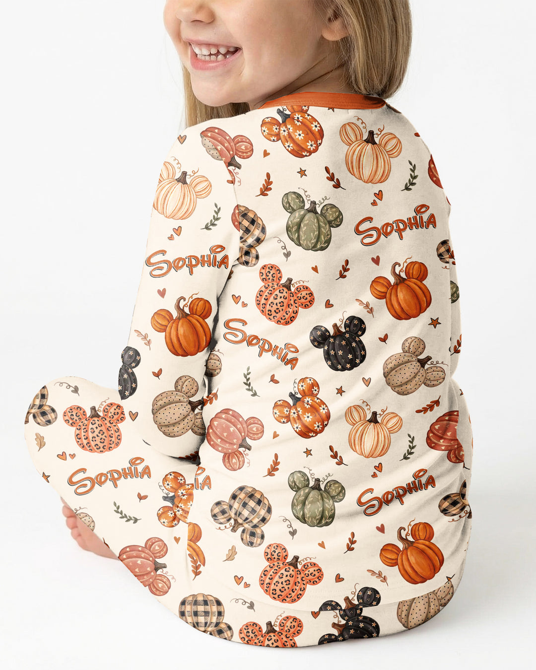 Custom Name Preppy Fall Mouse Bamboo Two Piece Long Sleeve Pajama Set