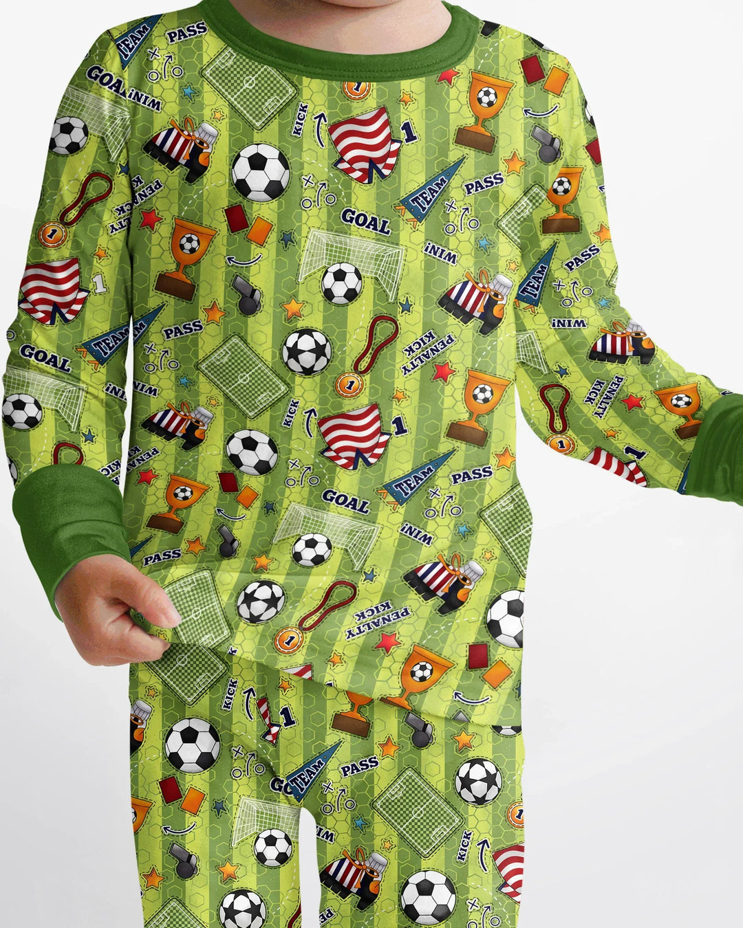 I Love Sports Soccer Bamboo Two Piece Long Sleeve Pajama Set