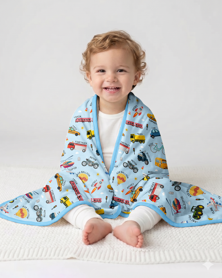 Vehicle Vocabulary Bamboo Blanket