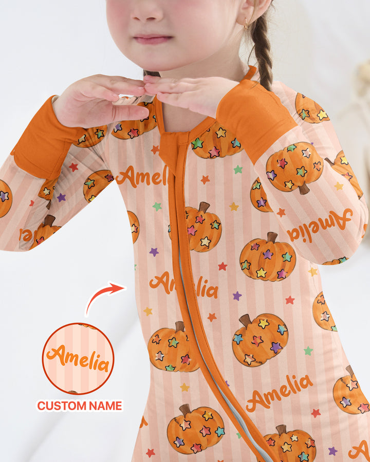 Colorful Star Pumpkin Custom Name Bamboo Convertible Zippy