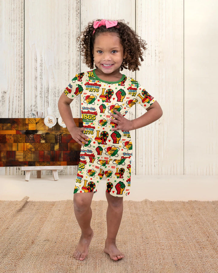 Juneteenth 1865 Because My Ancestors Weren't Free In 1776 Bamboo Two Piece Short Sleeve Shorts Pajama Set
