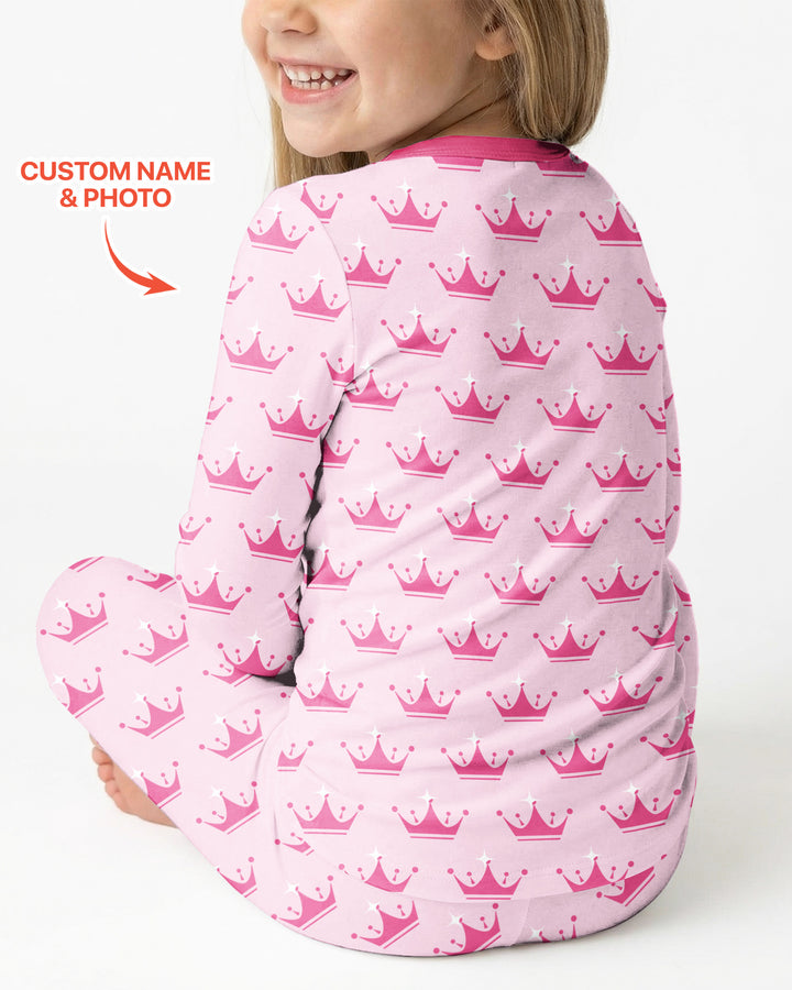Custom Photo Birthday Princess Bamboo Two Piece Long Sleeve Pajama Set