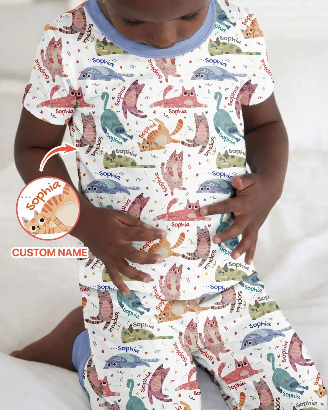 Cat Nap Crew Bamboo Two Piece Short Sleeve Pajama Set