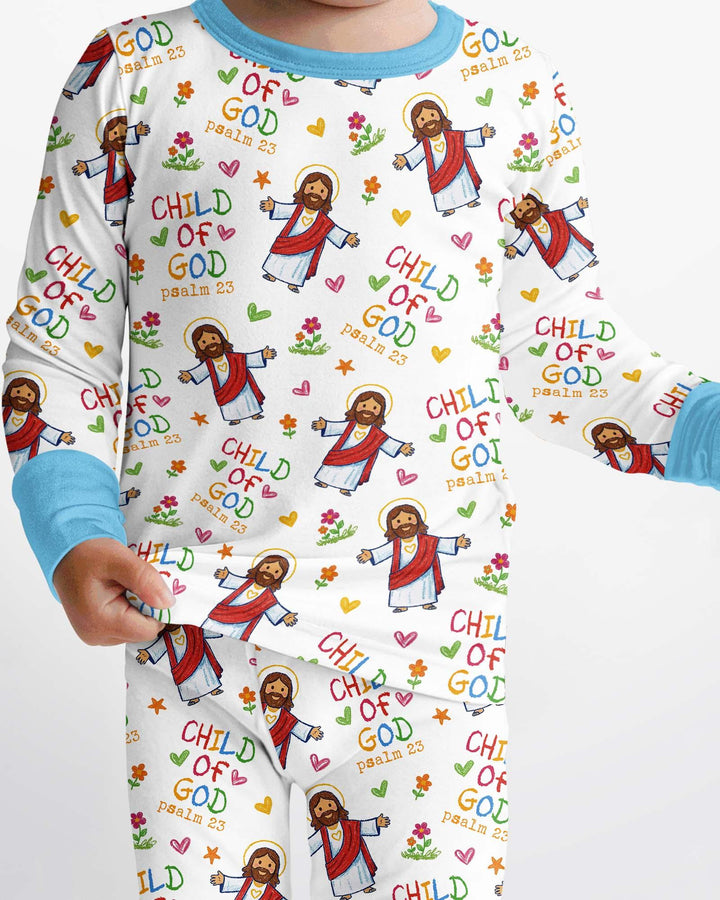 Jesus Loves Me Bamboo Two Piece Long Sleeve Pajama Set