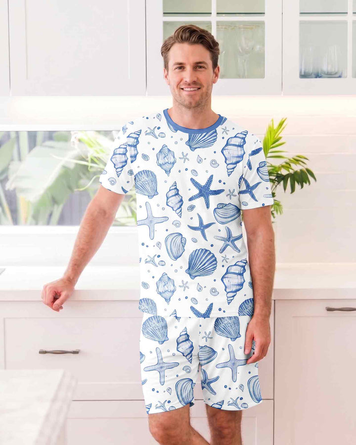 Coastal Charm Family Matching Bamboo Men Short Sleeve Short Pajama Set
