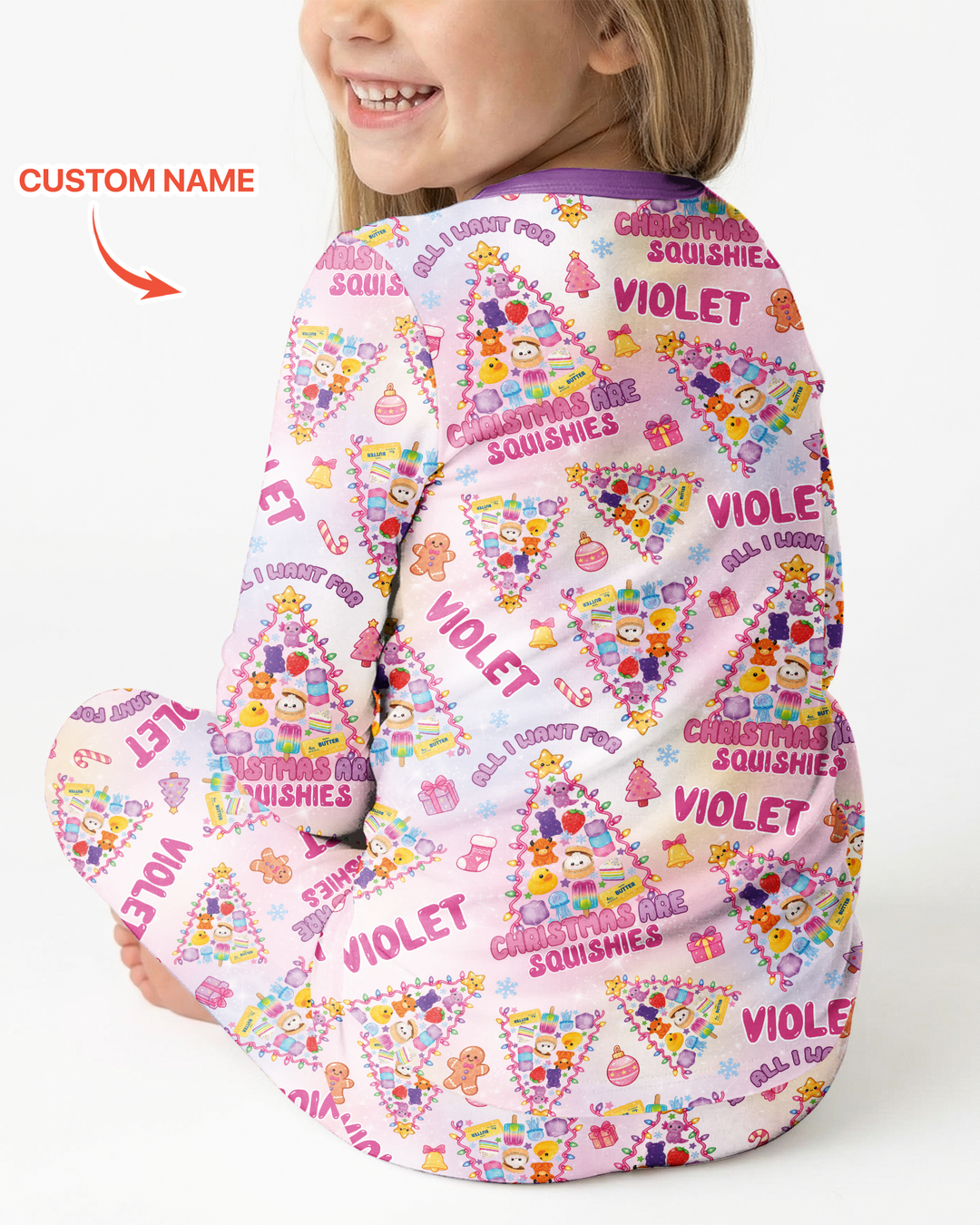 Custom Name All I Want For Christmas Are Squishies Bamboo Two Piece Long Sleeve Pajama Set