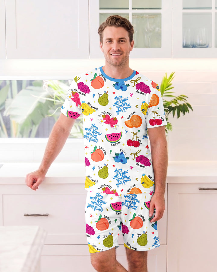 They Will Know You By Your Fruits Men Short Sleeve Short Pajama Set
