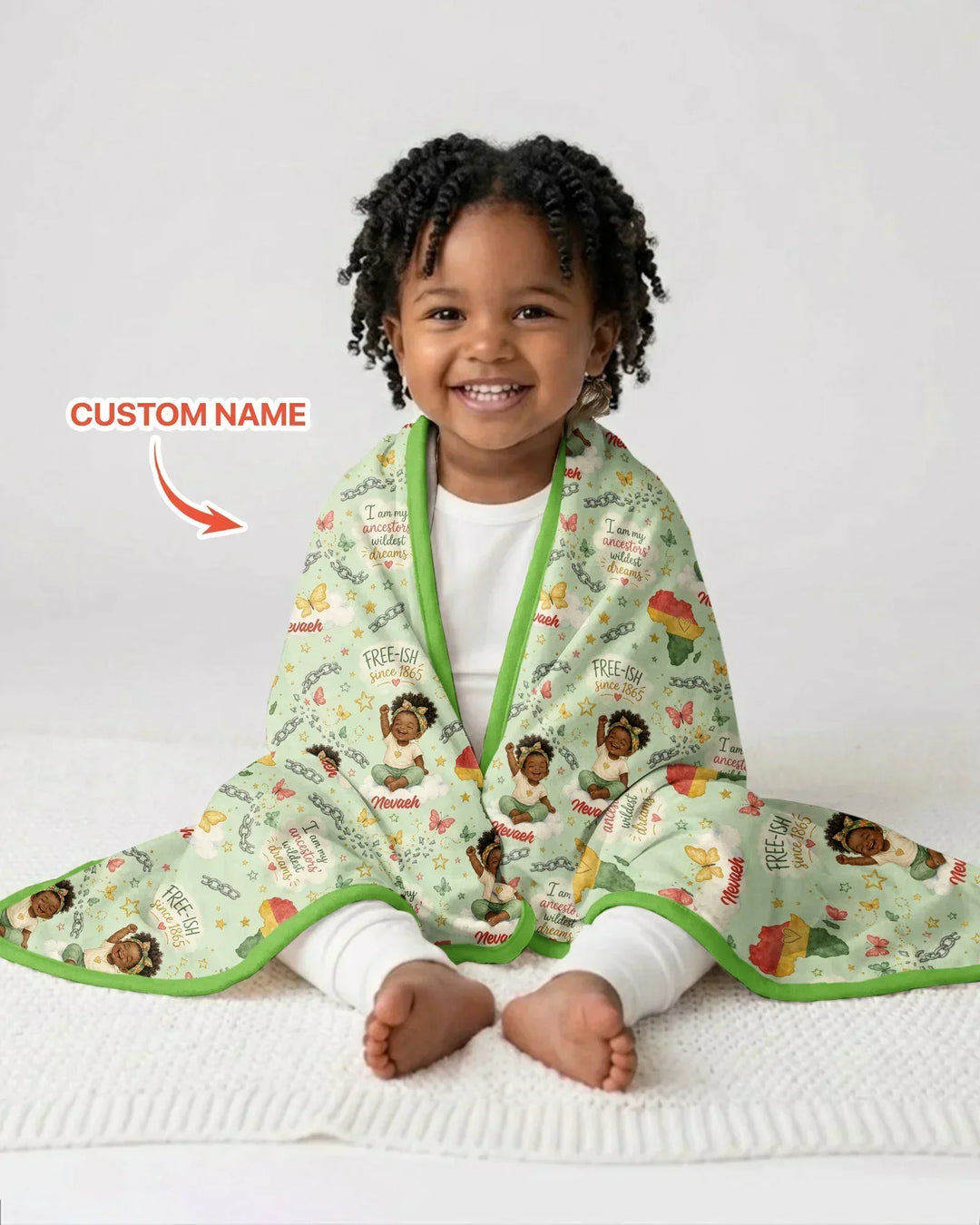 Custom Name Juneteenth I Am My Ancestors' Wildest Dream Bamboo Blanket