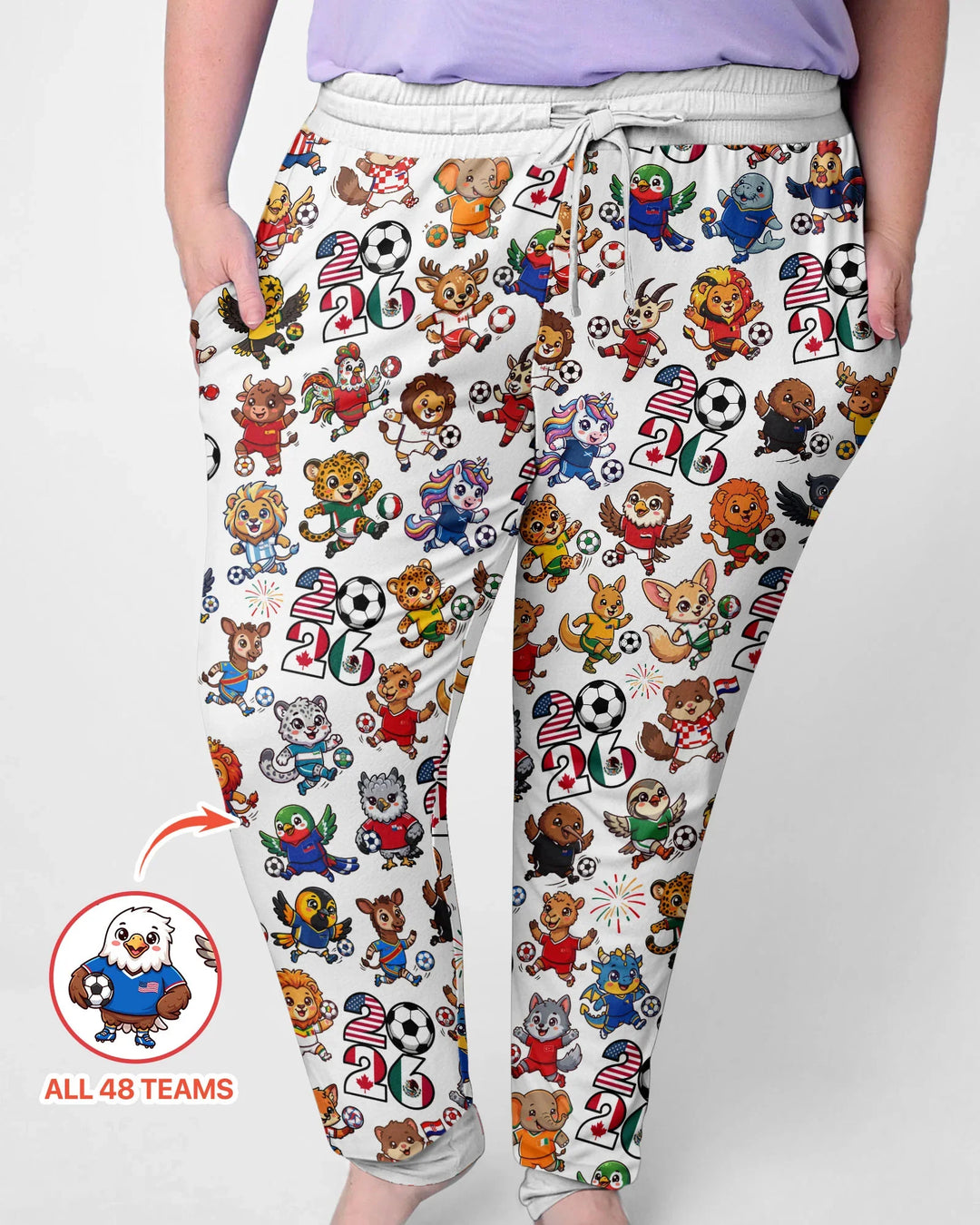 Kawaii Animals Soccer Tour 2026 Family Matching Bamboo Women Pajama Set