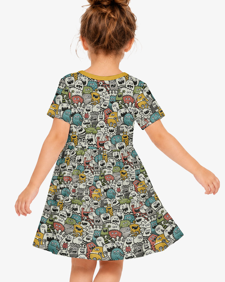 Monsters And Friends Bamboo Twirl Dress