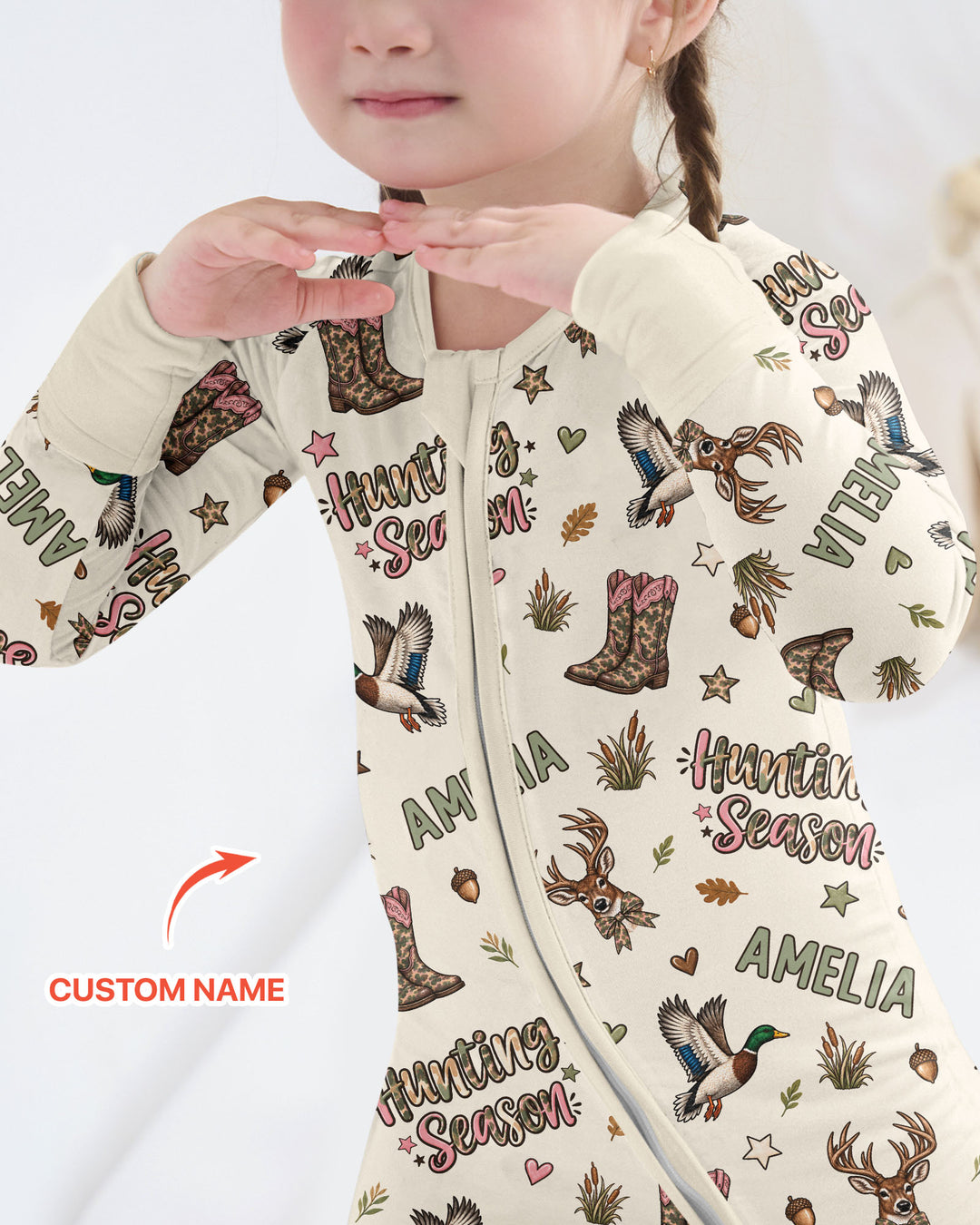 Custom Name Preppy Camo Bow Bamboo Convertible Zippy