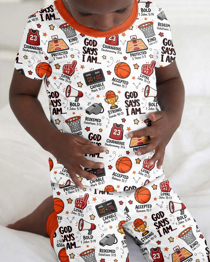 Basketball God Says I Am Bamboo Two Piece Short Sleeve Pajama Set