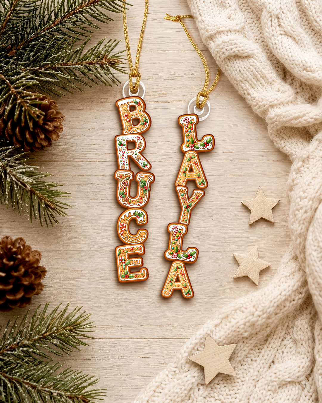 Christmas Gingerbread Letter Acrylic Ornament