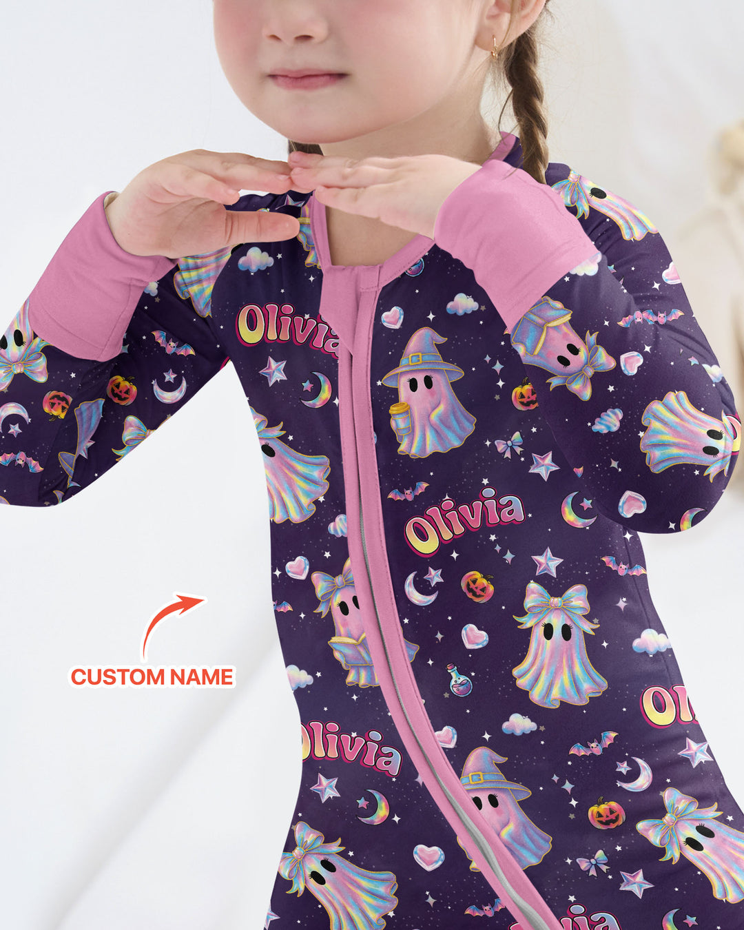 Holographic Cute Ghost Bamboo Convertible Zippy