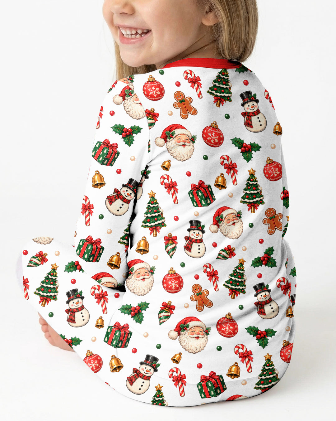 Custom Name Christmas The Bow Bamboo Two Piece Long Sleeve Pajama Set