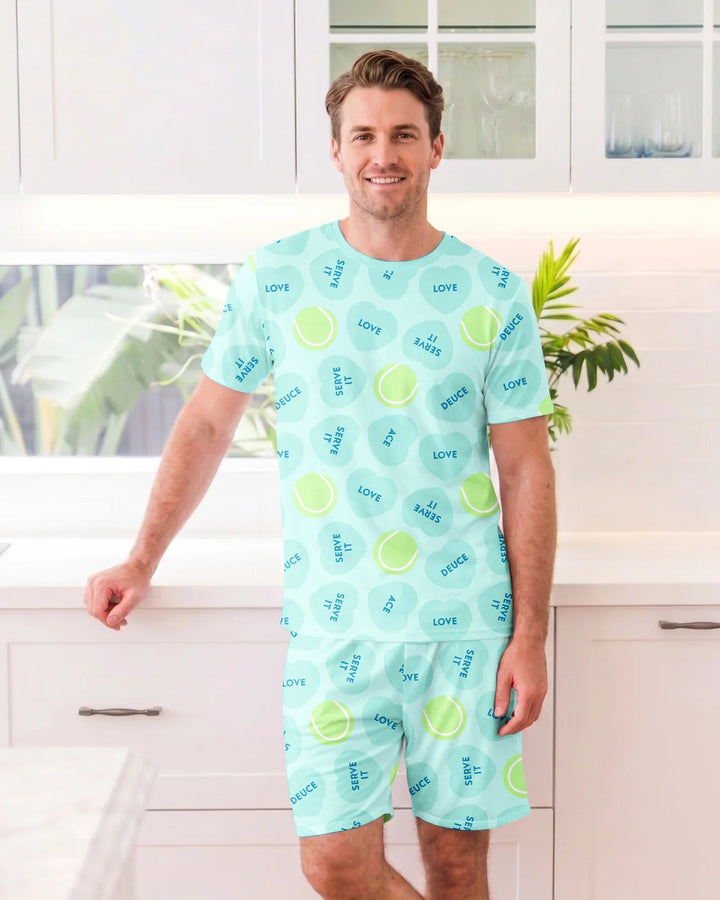 Tennis with Love Bamboo Men Short Sleeve Short Pajama Set