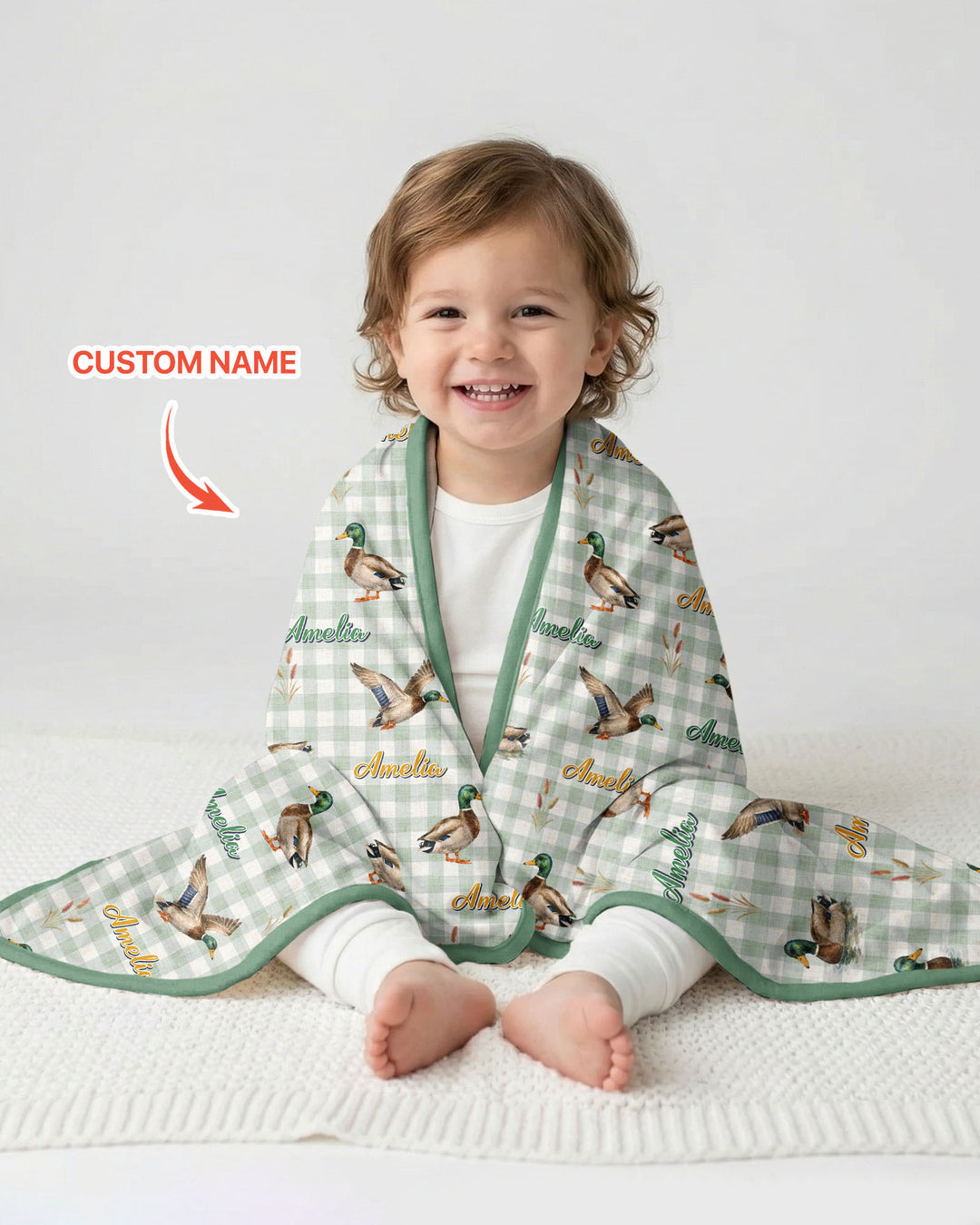 Mallard Duck Custom Name Bamboo Blanket