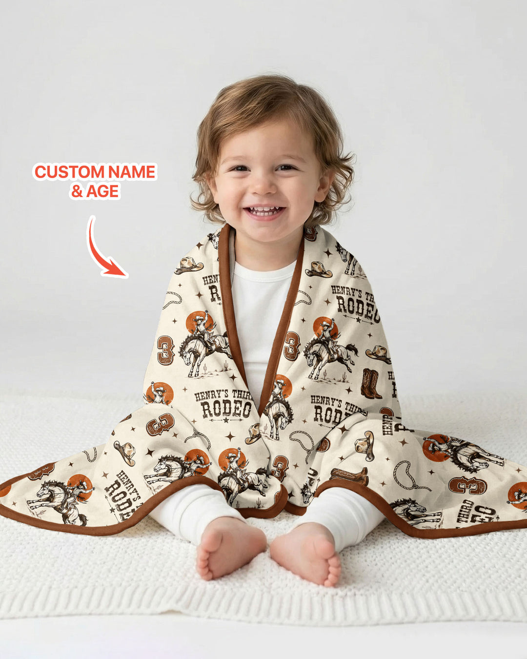 Custom Name Birthday Rodeo Bamboo Blanket