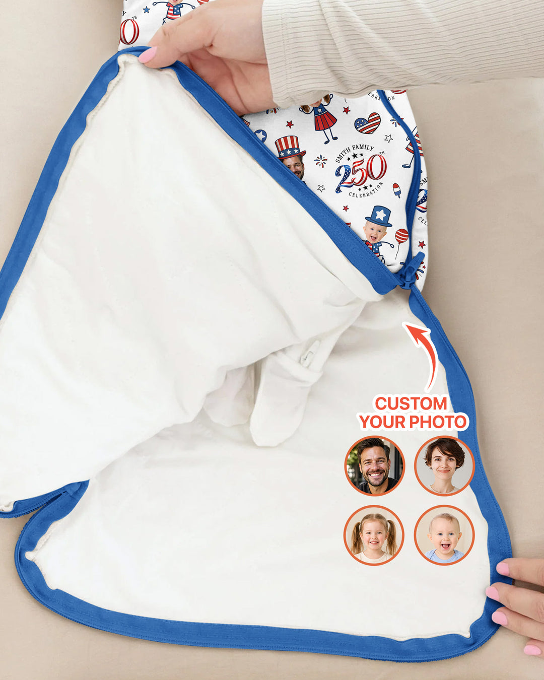 Custom Photo Smith Family Celebration Bamboo Blanket