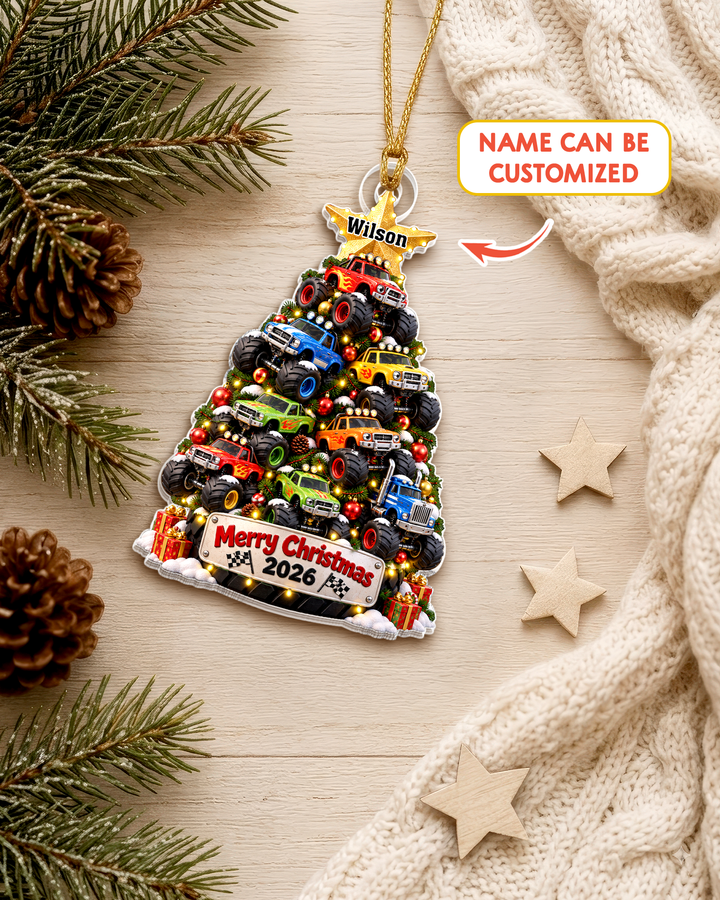 Monster Truck Christmas Acrylic Ornament