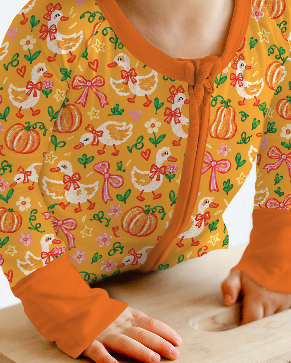 Cute Duck Pumpkin Fall Bamboo Convertible Zippy
