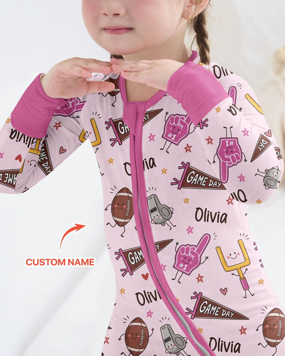 Custom Name Football Game Day Bamboo Convertible Zippy