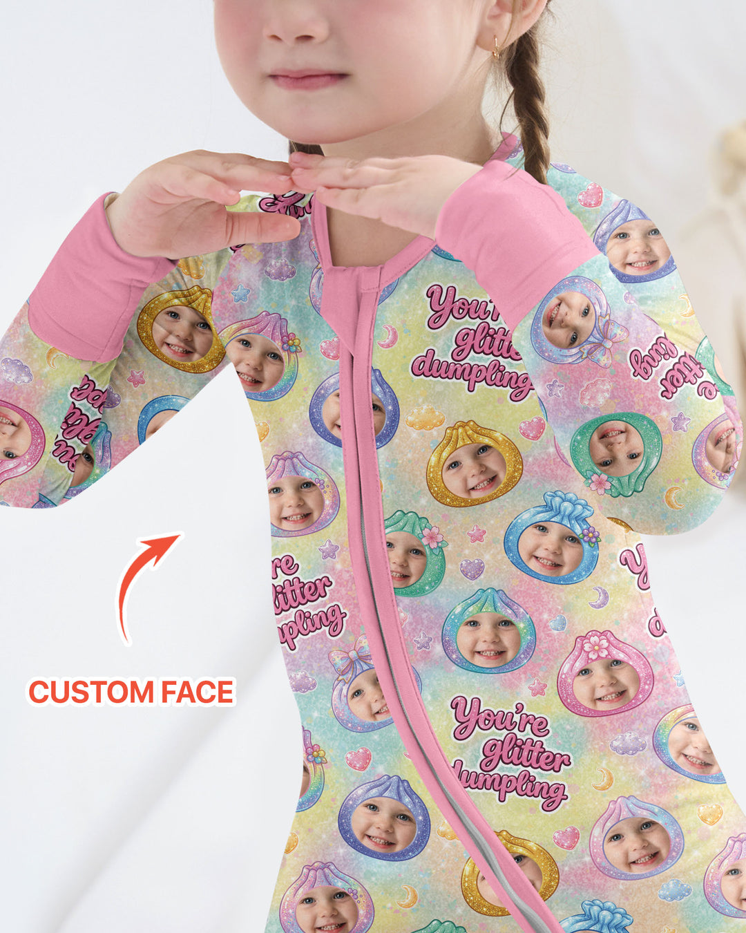 Custom Photo You're Glitter Dumpling Bamboo Convertible Zippy
