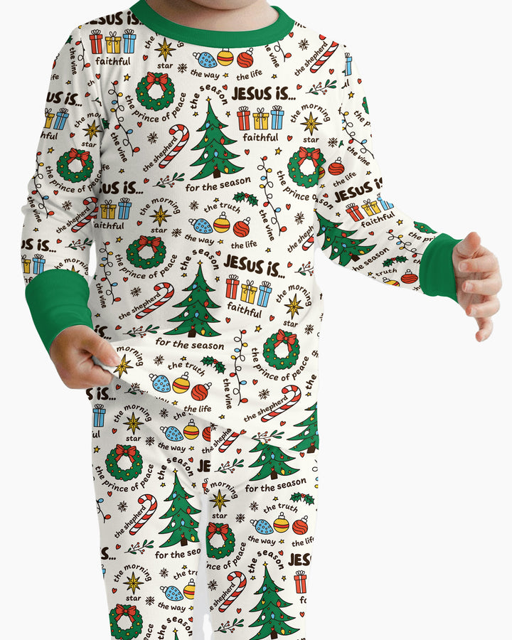 Christmas Jesus Is... Bamboo Two Piece Long Sleeve Pajama Set