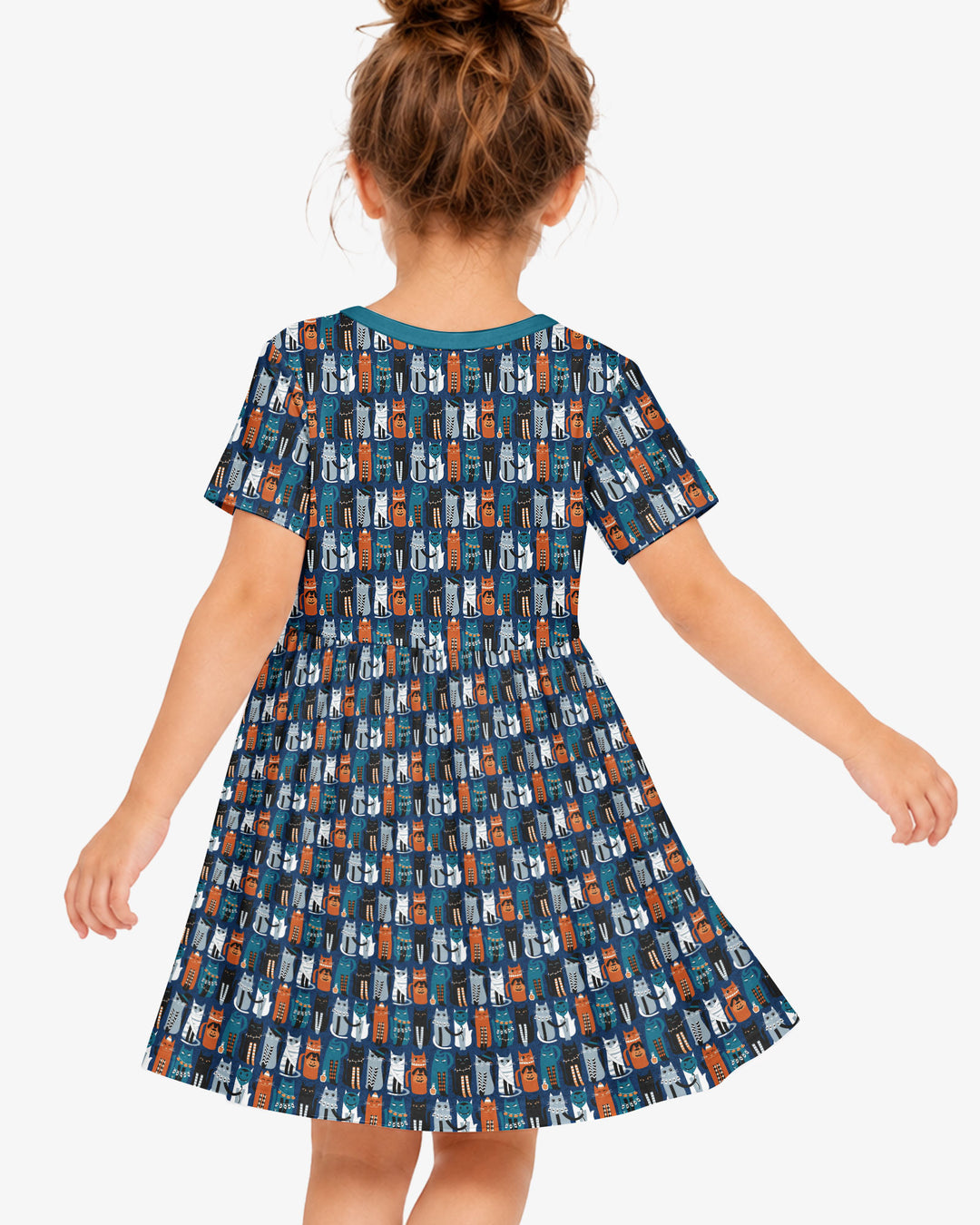 Retro Halloween Cat Bamboo Twirl Dress