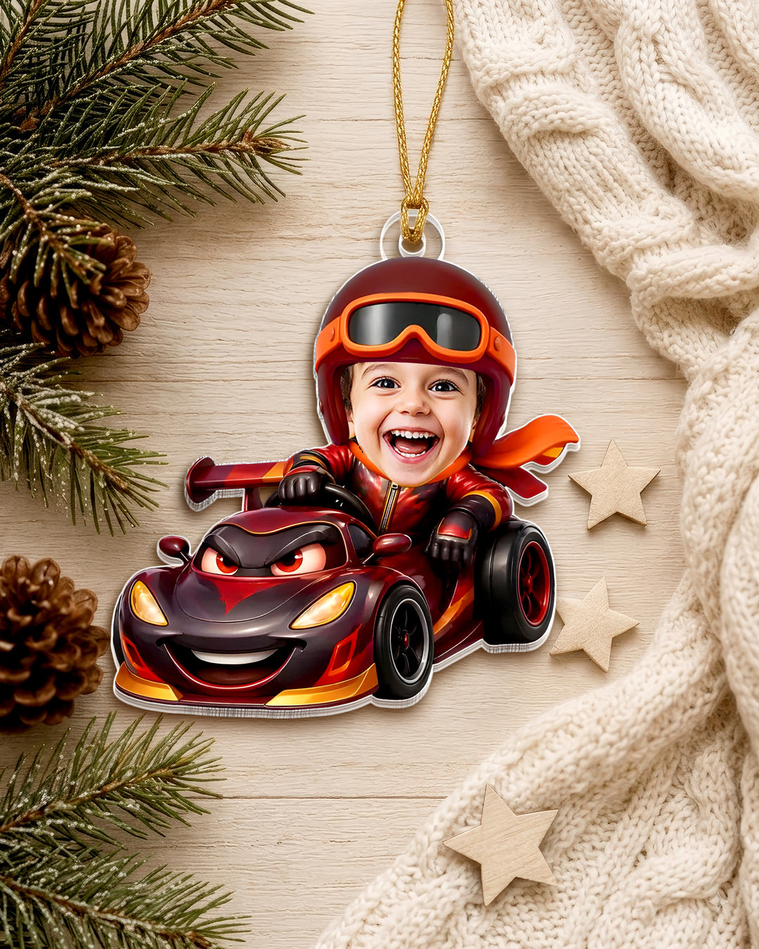 Little Speedster Personalized 1-Side Photo Acrylic Ornament