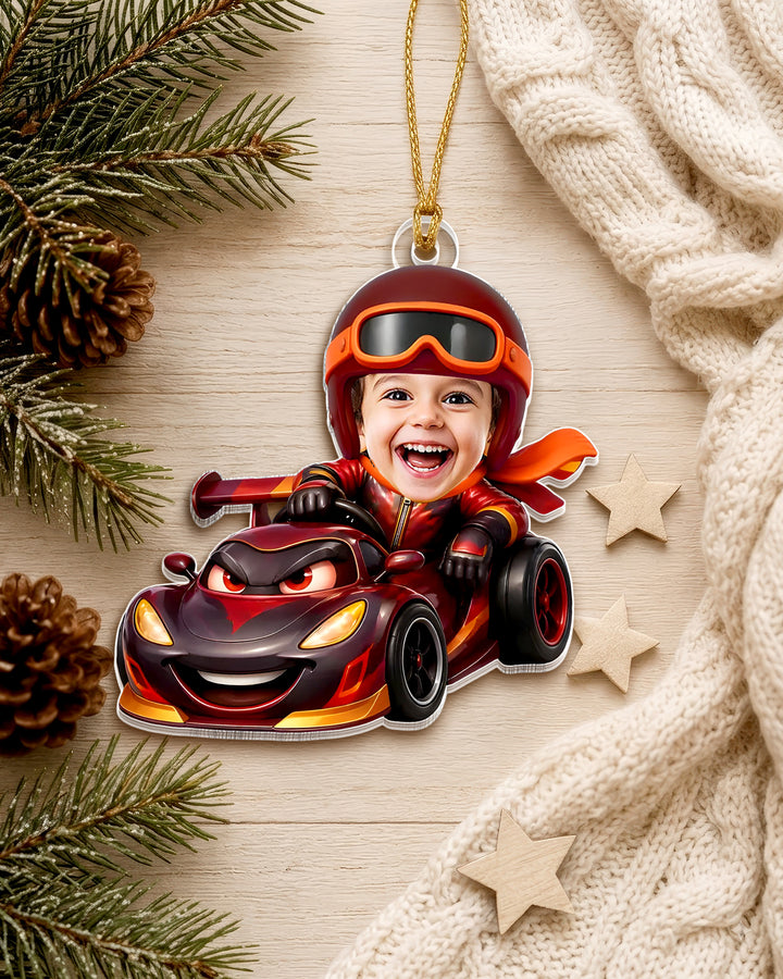 Little Speedster Personalized 1-Side Photo Acrylic Ornament