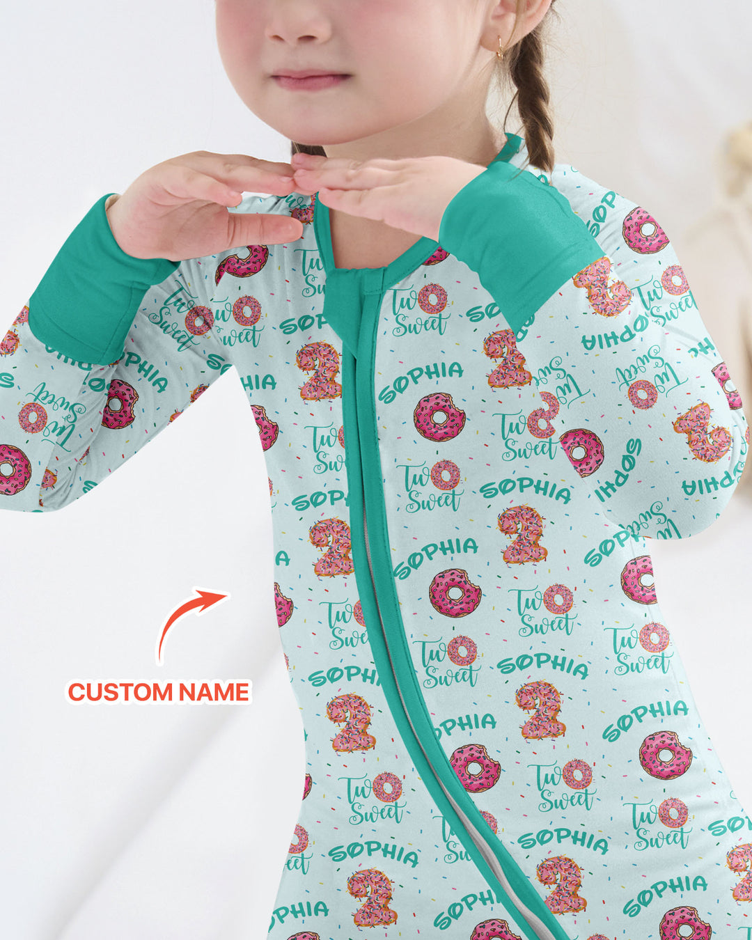 Custom Name Two Sweet Donut Bamboo Convertible Zippy