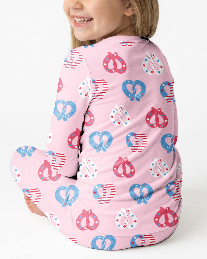 4th of July Pretzel  Bamboo Two Piece Long Sleeve Pajama Set