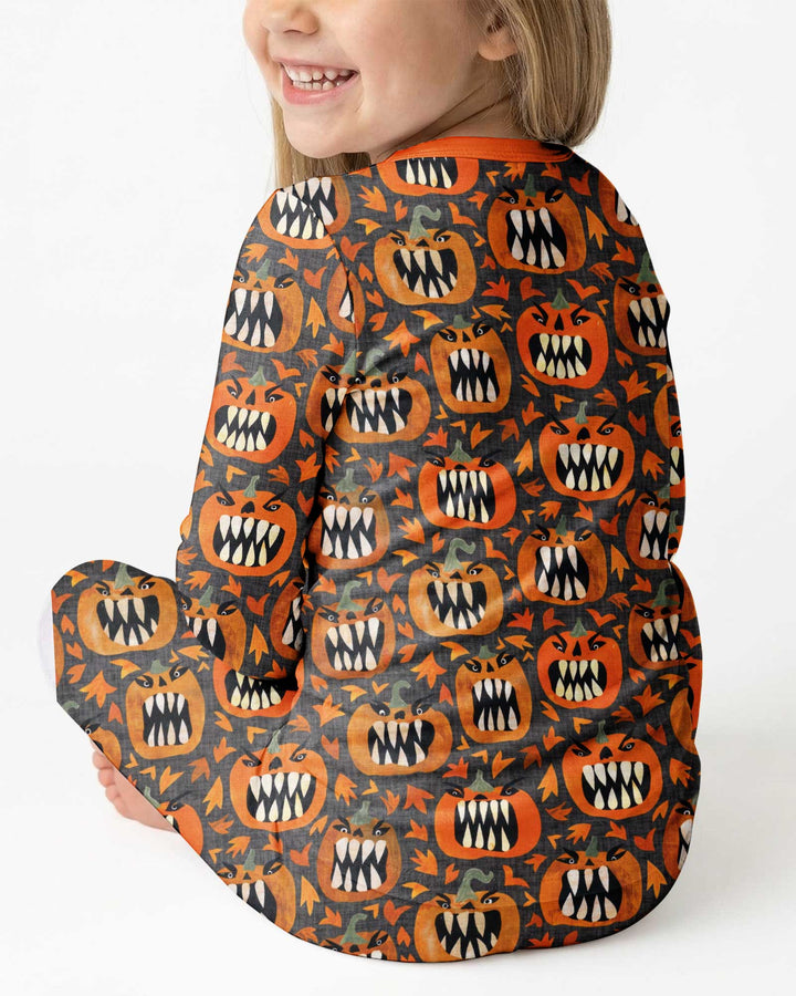 Pumpkin Monsters Bamboo Two Piece Long Sleeve Pajama Set