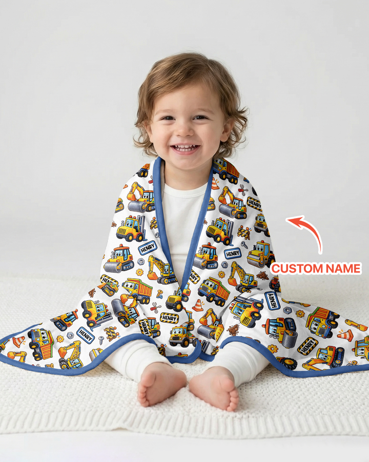 Construction Machines Bamboo Blanket