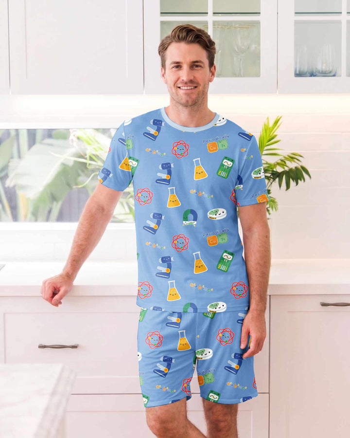 Scientist Lover Family Matching Bamboo Men Short Sleeve Short Pajama Set