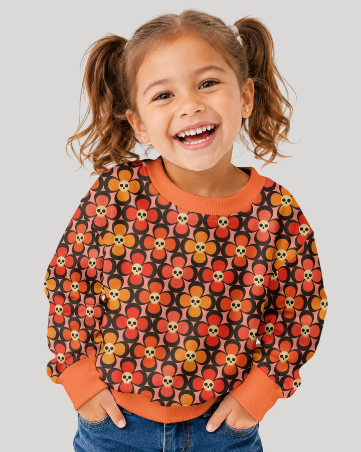 Retro Skull Flower Halloween Bamboo Crewneck Sweatshirt