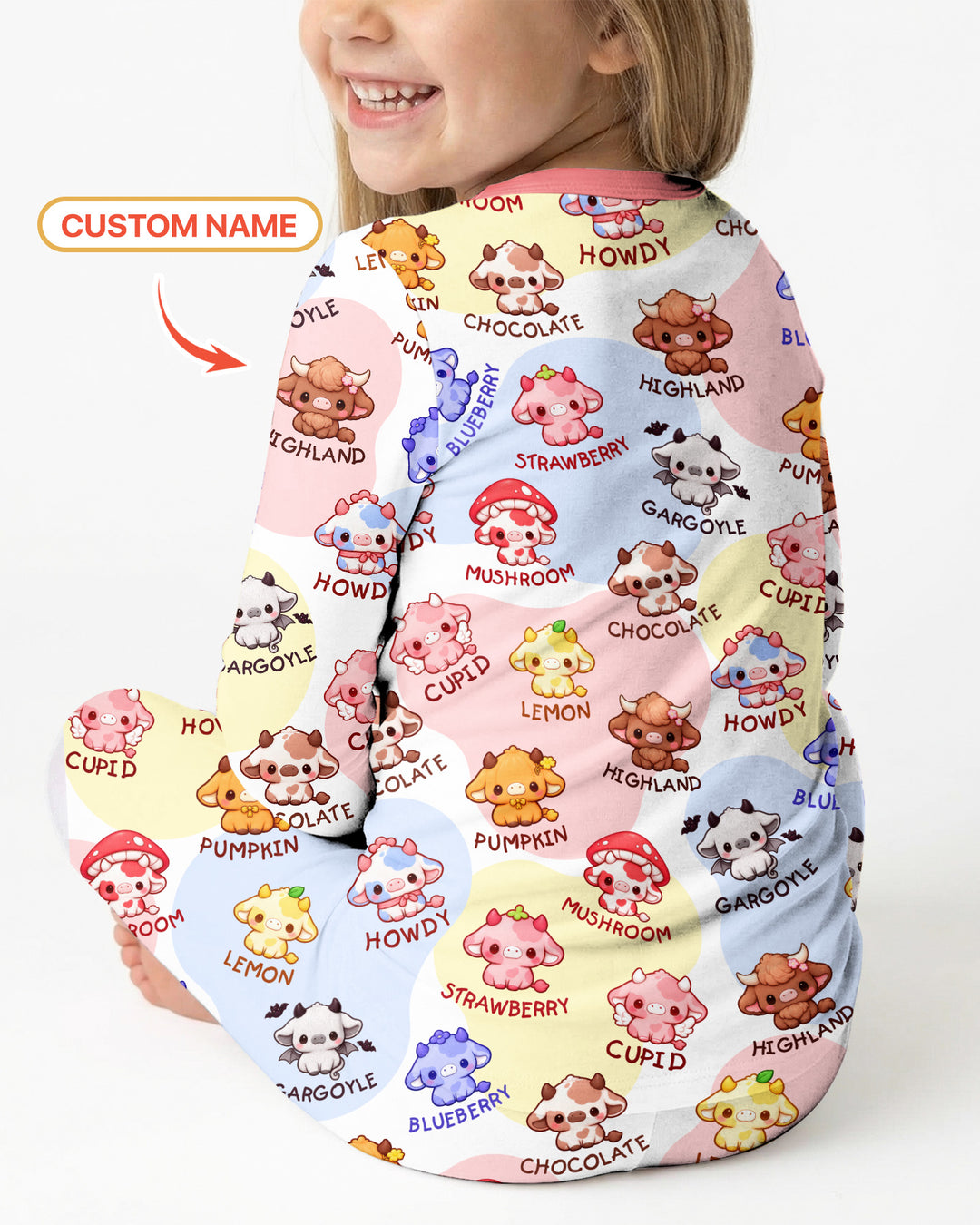 Kawaii Cow Bamboo Two Piece Long Sleeve Pajama Set