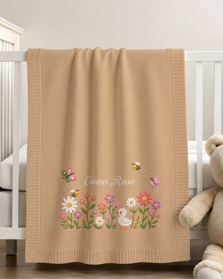 Lovely Floral Embroidered Baby Cotton Blanket